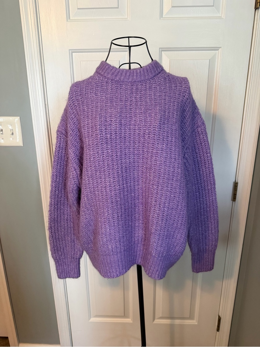 Zara Lilac Chunky Knit Turtleneck Sweater